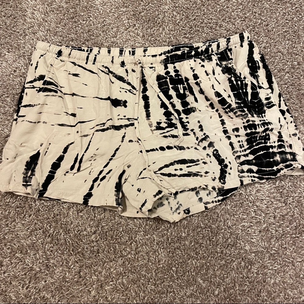 Tan and black tie dye shorts